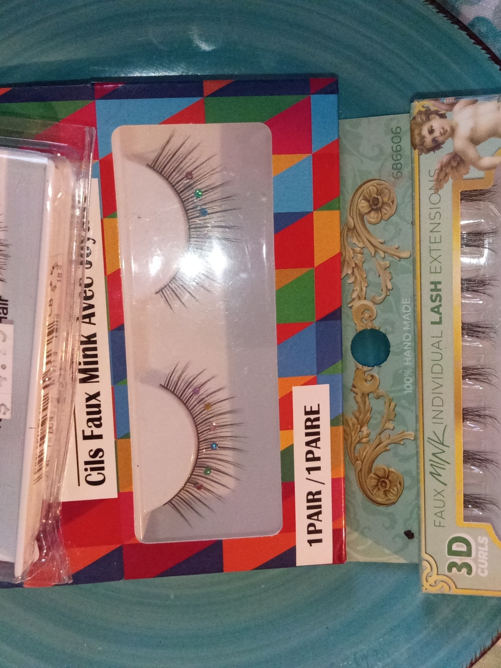 Ardell Black Faux Mink Lashes with Multicolored Gems 4 Pairs (All Different Styl